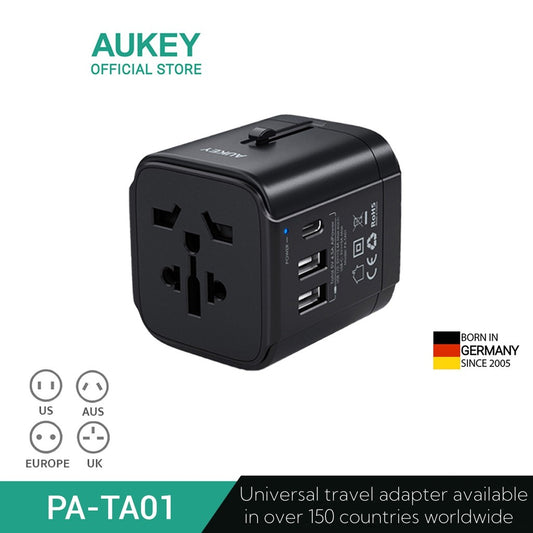 AUKEY Universal Travel Adapter 30W 65W and 100W with USB-C and USB-A ports